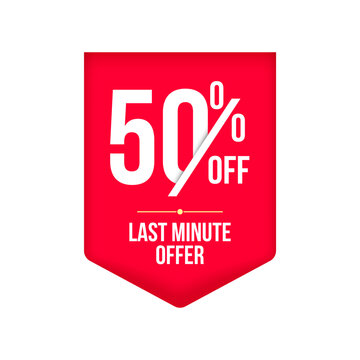 Last Minute Offer 50% Off Shopping Vector Ribbon