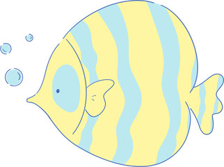 Illustration of living yellow fish for decorative
