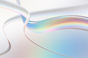 透明感のある美しい虹色の波線のオブジェクトのアブストラクト
