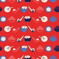 Vector red Chinese Yuanxiao glutinous rice balls for lantern festival background pattern