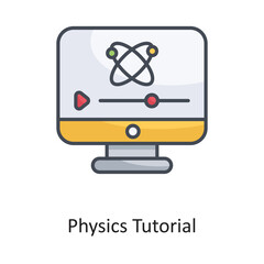 Physics Tutorial Filled Outline Vector Icon Design illustration on White background. EPS 10 File