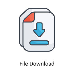 File Download Filled Outline Vector Icon Design illustration on White background. EPS 10 File