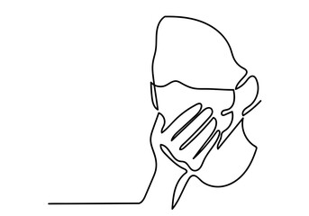 One continuous line drawing a medical face mask. Concept of coronavirus.