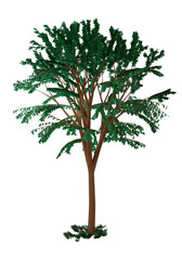 Shapes and green tree.3D rendering