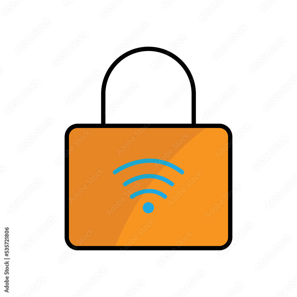 Aufkleber lock icon illustration with signal. icon related to smart device. lineal color icon style. simple de