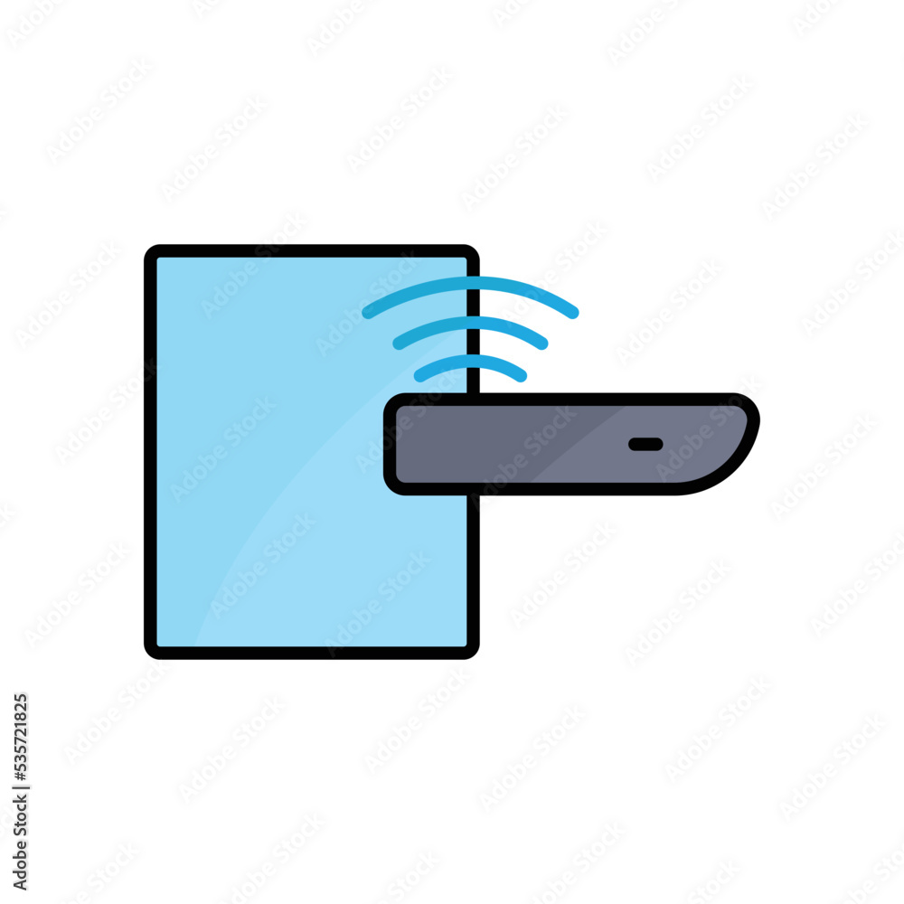 Poster door handle icon illustration with signal. icon related to smart device. lineal color icon style. Simple design editable