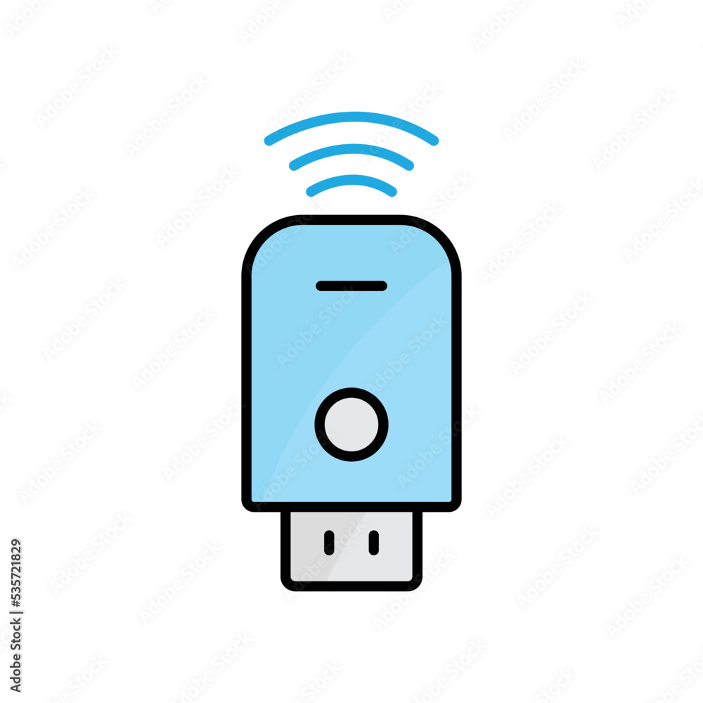 Poster usb icon illustration with signal. icon related to smart devices. lineal color icon style. simple de