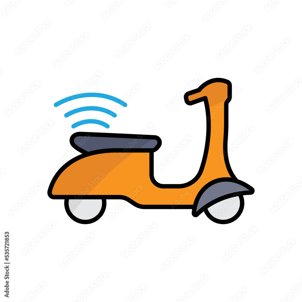 Poster scooter icon illustration with signal. icon related to smart device. lineal color icon style. simple