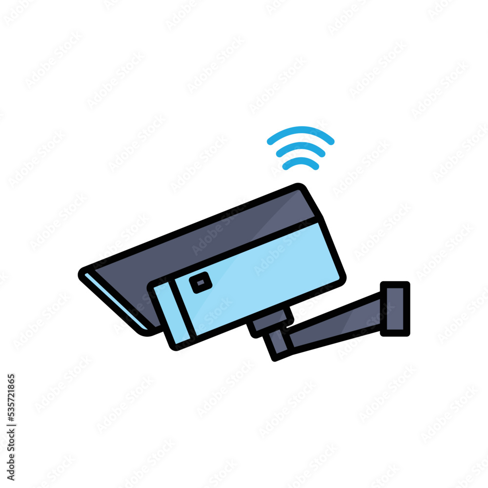 Poster cctv icon illustration with signal. icon related to smart device. lineal color icon style. simple de