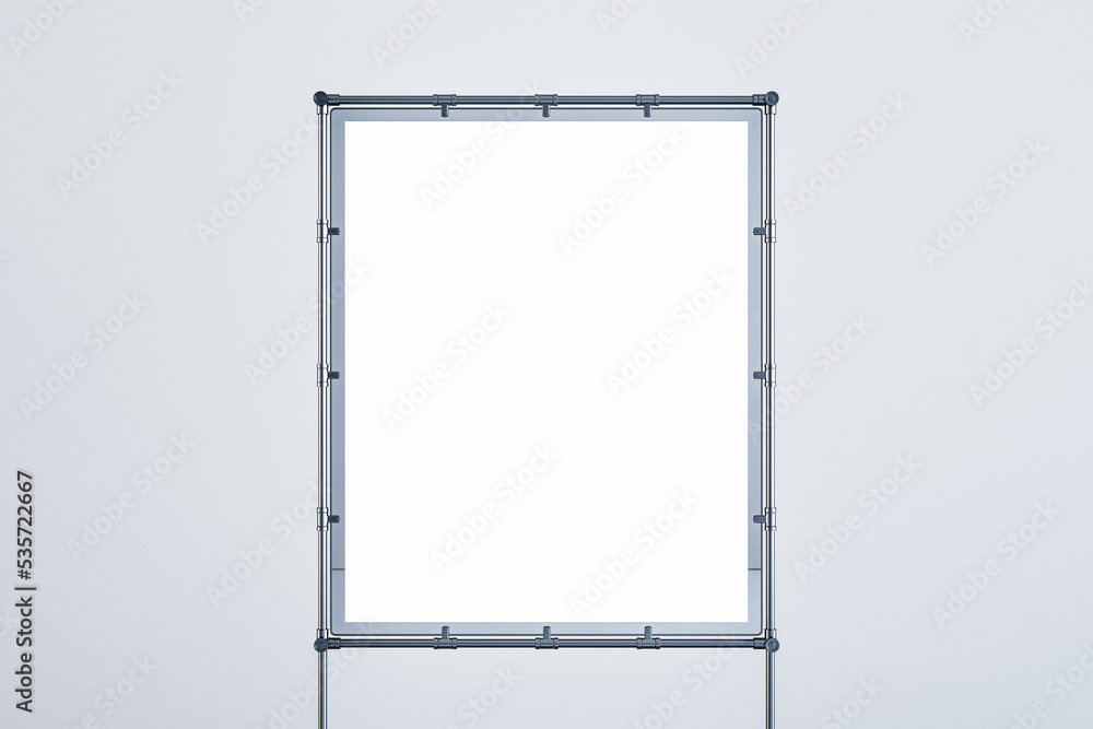 Poster advertising concept with blank white presentation whiteboard with place for your logo or text in lig