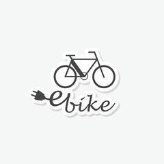 E bike logo. Electric bicycle icon sticker isolated on white background