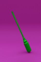 3D illustration, screwdriver, pink background, 3D rendering