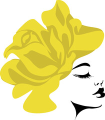 A girl with a flower on her head. rose. Web Face. Lady icon