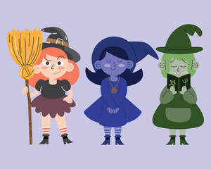 three halloween witches
