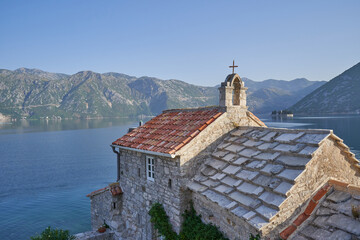 Stone Church of the Holy Angel by the sea in Montenegro