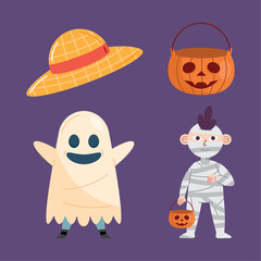 two kids with halloween costumes