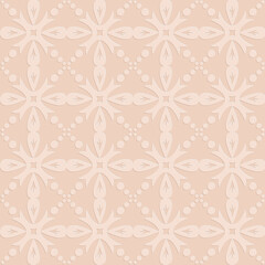 Perforated embossed seamless pattern on beige background, Arabic arabesque style in design, decorative art vector illustration