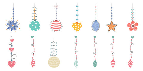 Christmas elements designed in doodle style for Christmas themed decorations, cards, scrapbooks, digital prints, bag designs, fabric patterns and more. 