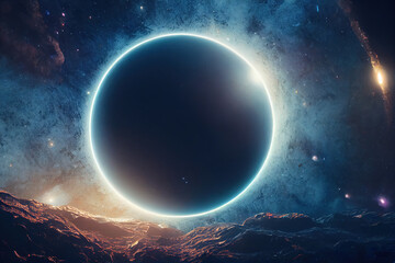 Astonishing Landscape of Universe Space Background. Deep Realistic Abstract 3D Illustration
