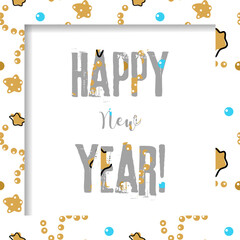 New Year frame with the inscription happy New year. A congratulatory poster. Print for a postcard.