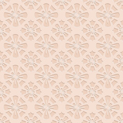 Beige seamless pattern, monochrome arabesque ornate arabic background, vector illustration