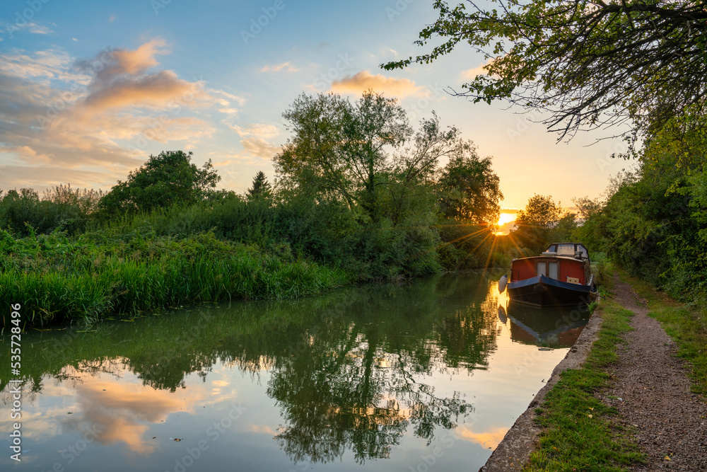 Wall mural grand union canal at sunset in milton keynes. england