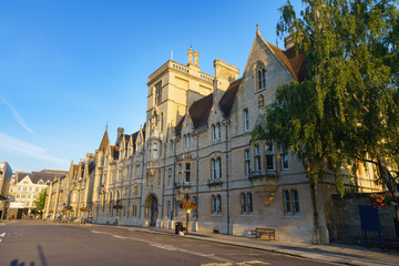 Broad street architecture at sunrise in Oxford. England