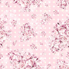 Floral seamless print bouquets of tender roses