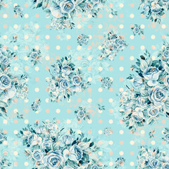 Floral seamless print bouquets of tender roses