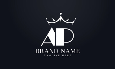 King crown logo design vector and extra bold queen symbol