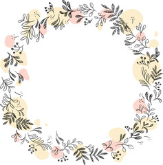 Obraz premium floral wreath soft pink- frame PNG