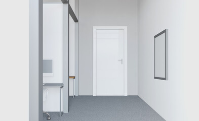 Modern meeting room. 3D rendering.. Mockup.   Empty paintings