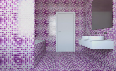 Fototapeta na wymiar Bathroom interior bathtub. 3D rendering.
