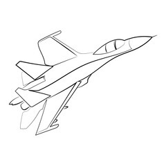 Fototapeta na wymiar Sukhoi Su-27 Flanker Minimalist line drawing vector illustration.Ukrainian military aircraft sketch illustration