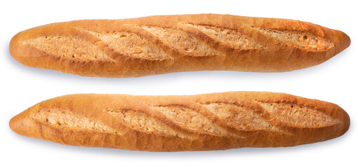 Freshly baked Delicious baguette bread isolated on white background, baguette bread on white With work path.