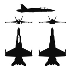 Vector illustration silhouette of the multirole aircraft F-18 Hornet isolated