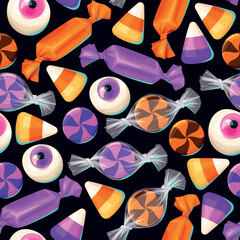 Sweets candies halloween seamless pattern - 535731867