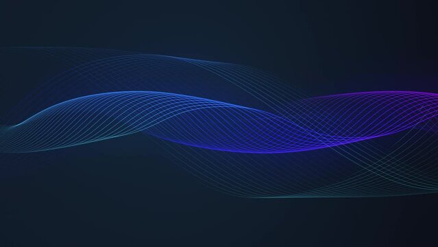 ゆったりとしたグラデーションの線のウェーブ　ループ　ダークブルー