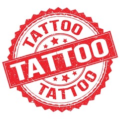TATTOO text on red round stamp sign