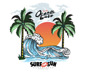 Beach Vibes, California a great sunset surf and paradise every time, sunset. surf and beach. vintage beach print. tee graphic design