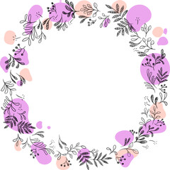 Obraz na płótnie Canvas floral wreath pink purple- frame SVG