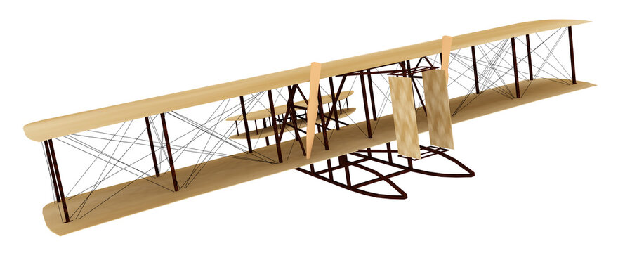 Historisches Motorflugzeug von 1905, Freisteller