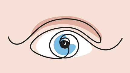Obraz premium Eye vector illustration- One line art drawing