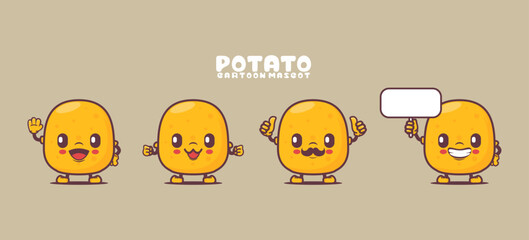 potato cartoon mascot. food vector illustration