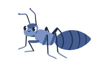 Cute ant. Funny smiling insect character. Happy adorable sweet small bug crawling. Childish flat graphic vector illustration isolated on white background