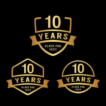 10 years anniversary celebration logotype. 10th anniversary logo collection. Set of anniversary design template. Vector illustration. 