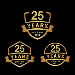 25 years anniversary celebration logotype. 25th anniversary logo collection. Set of anniversary design template. Vector illustration. 