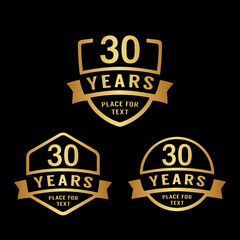 Obraz premium 30 years anniversary celebration logotype. 30th anniversary logo collection. Set of anniversary design template. Vector illustration. 