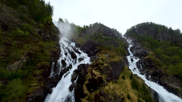 Norway L&aring;tefoss waterfall drone shot FPV | Dji Drone