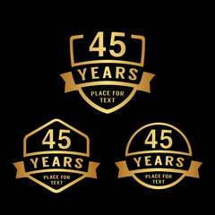 Obraz premium 45 years anniversary celebration logotype. 45th anniversary logo collection. Set of anniversary design template. Vector illustration. 